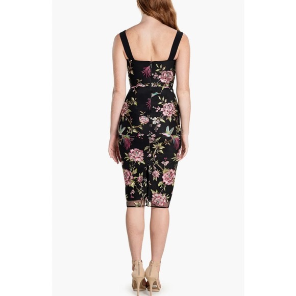NEW Dress The Population XL Nicole Floral Bird Embroidered Midi Dress Wedding - Picture 2 of 16